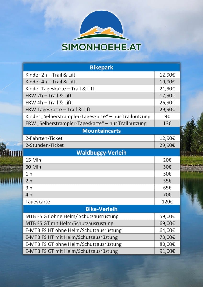 Preise und Tarife Sommerangebote 2024